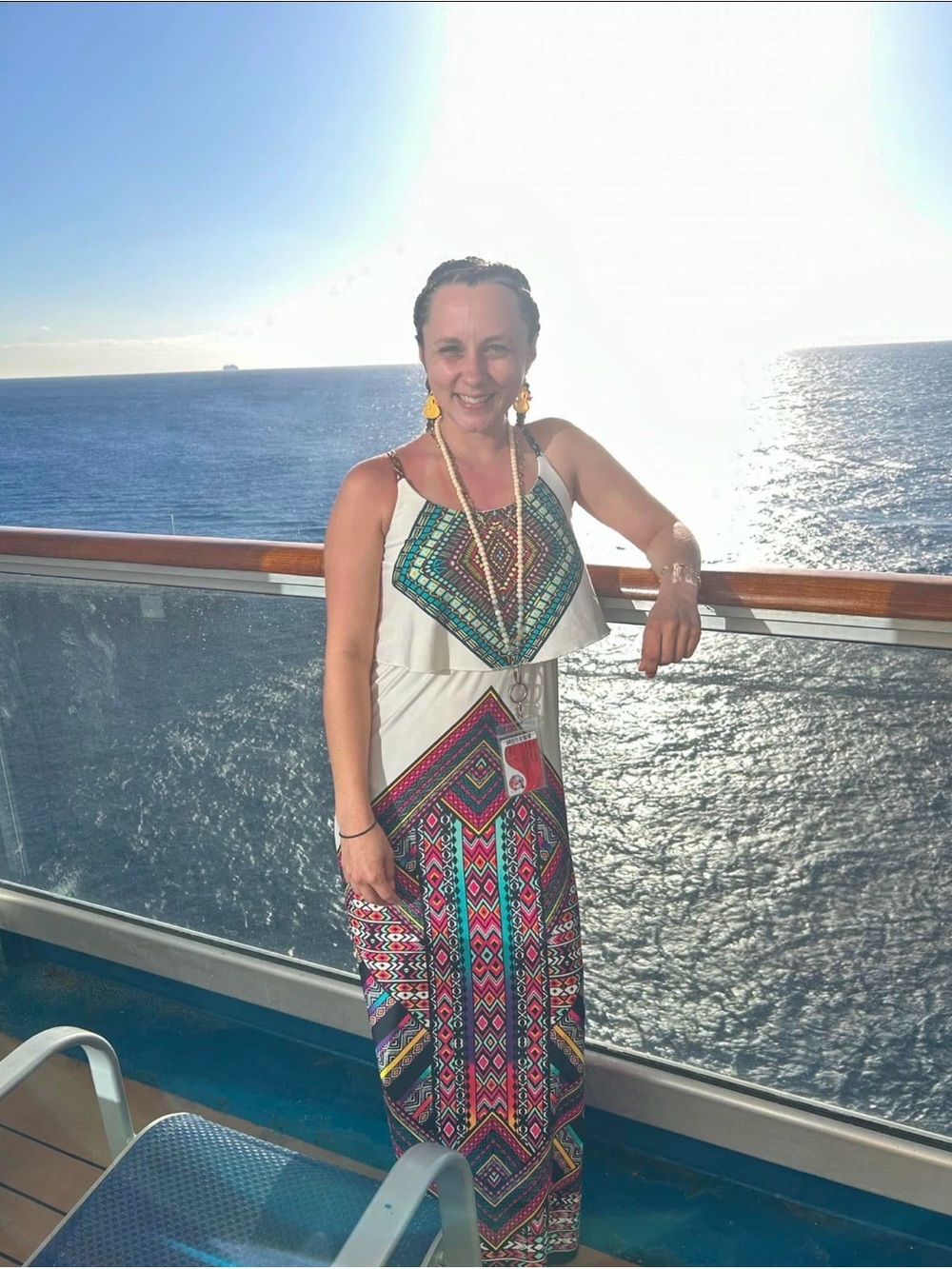 Charlotte Russe White Maxi Jumpsuit with Multicolor Aztec Print